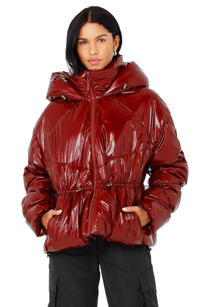 Alo Yoga Stunner Puffer Women's Jackets Red | 98XVSLKIN