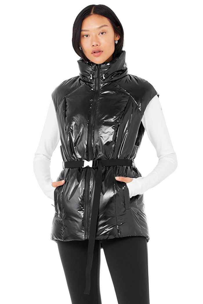 Alo Yoga Stunner Puffer Women's Vest Black | 57YEPJGTZ