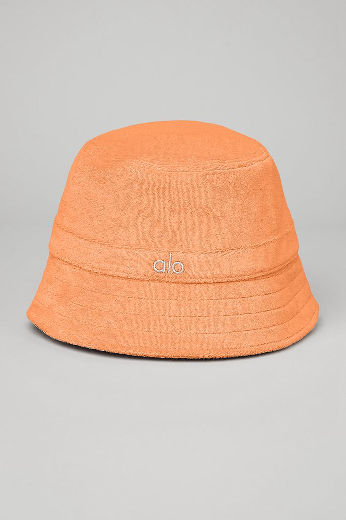 Alo Yoga Terry Beachside Bucket Women's Hats Orange | 12UDGAJKV