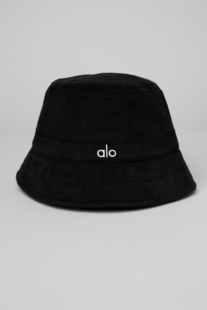 Alo Yoga Terry Beachside Bucket Women's Hats Black | 24RUPNABS