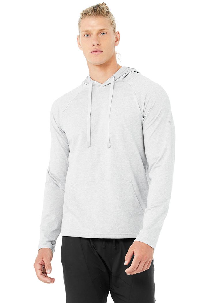 Alo Yoga The Conquer Men's Hoodie Grey | 37FAPKSBG