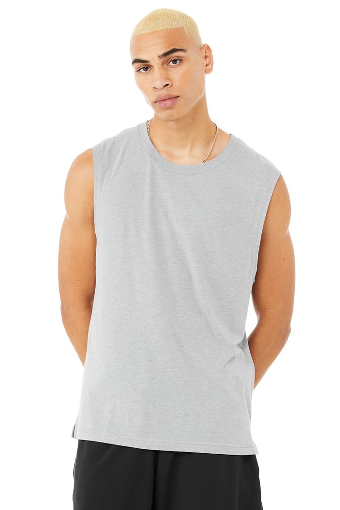 Alo Yoga The Triumph Muscle Men's Tank Tops Grey | 07WKMRFYV