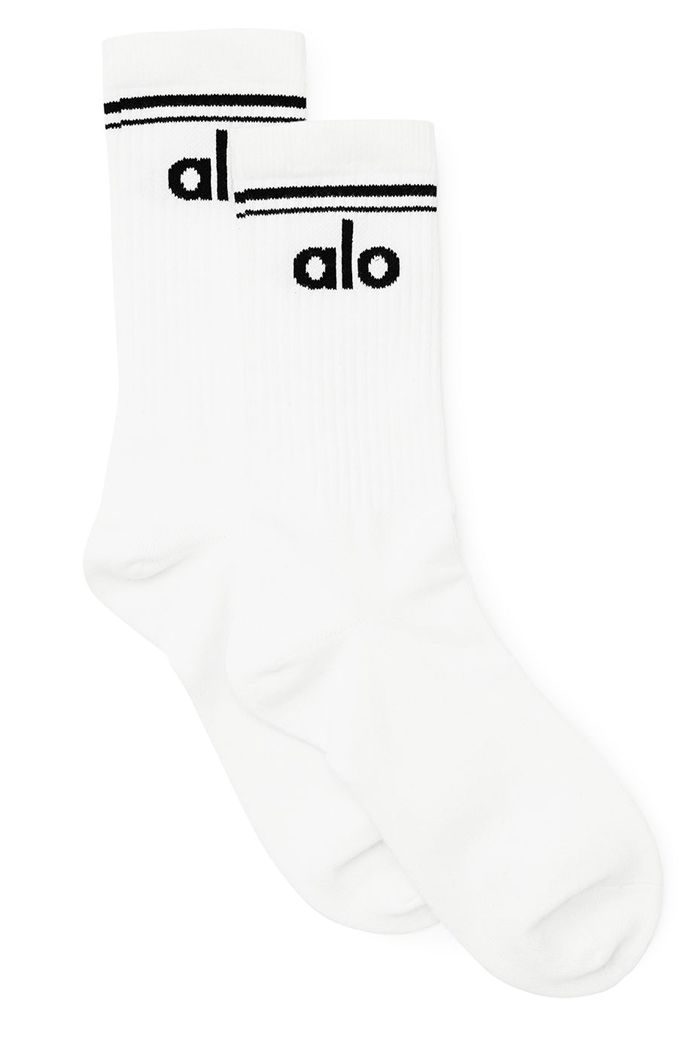 Alo Yoga Throwback Men's Socks White | 36IRNYEOS