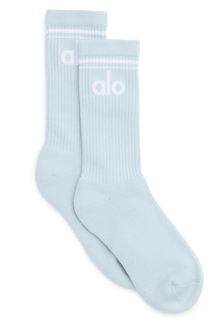 Alo Yoga Throwback Women's Socks Blue White | 19UJKRVPE