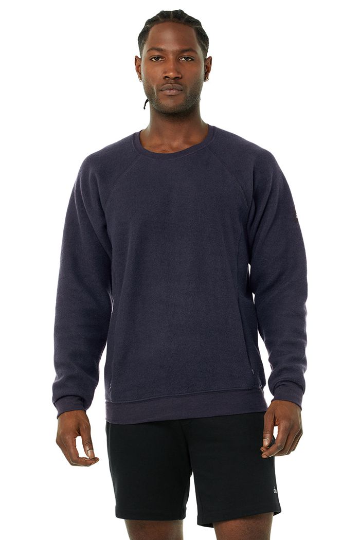 Alo Yoga Triumph Crew Neck Sweatshirt Men's Long Sleeve Black | 91TIKBNVM