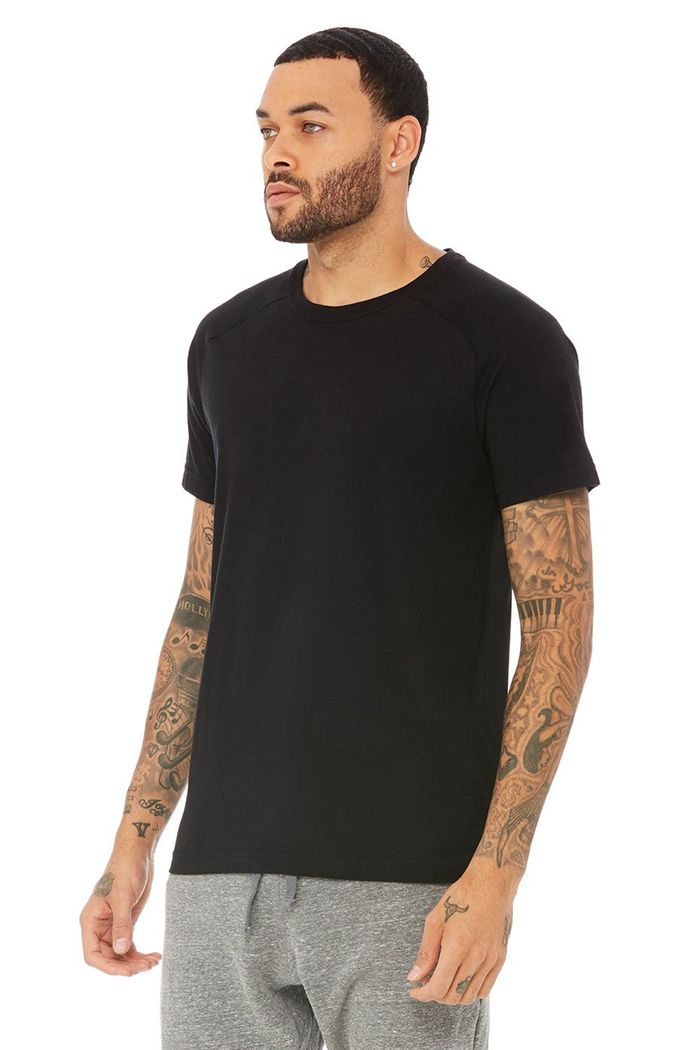 Alo Yoga Triumph Crew Neck Tee Men's Short Sleeve Black | 91NATGPHS