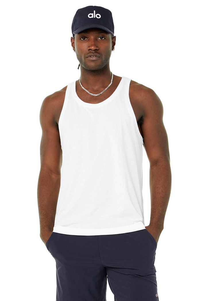 Alo Yoga Triumph Men's Vest White | 92AXRDETS