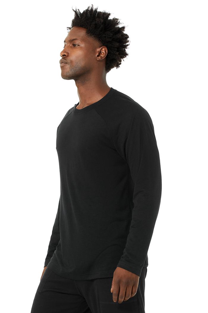 Alo Yoga Triumph Tee Men's Long Sleeve Black | 25VQHMGEL