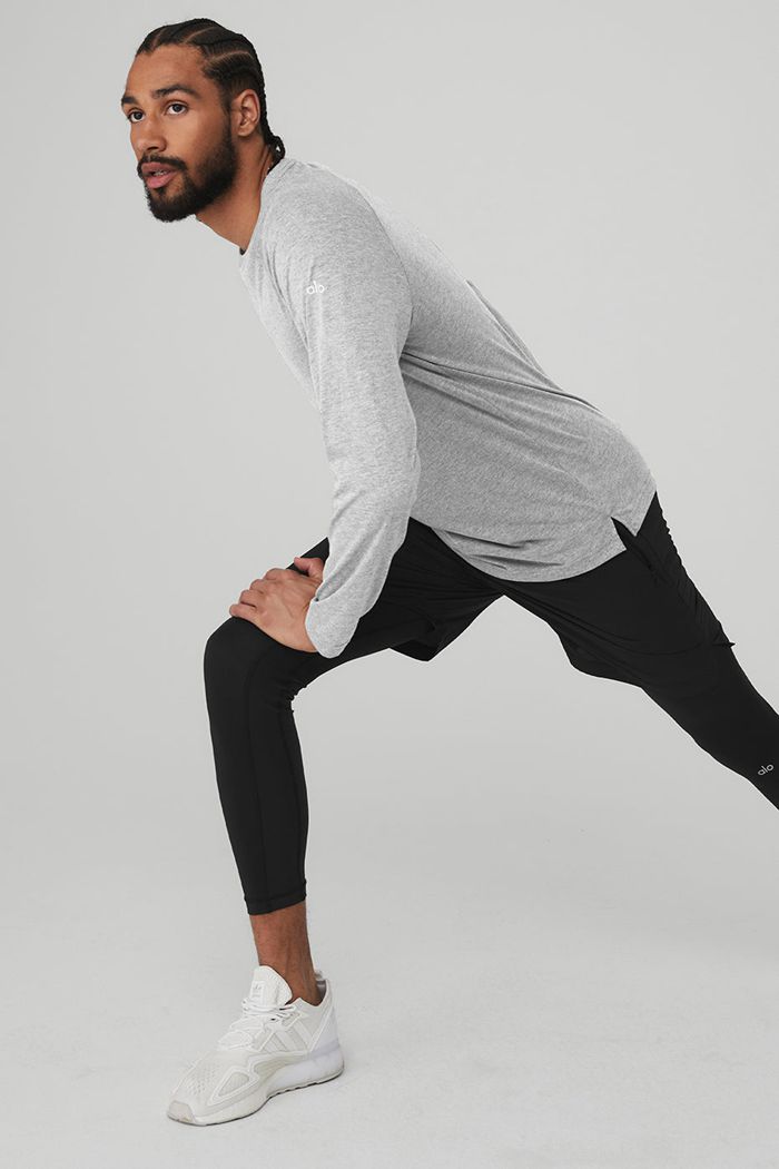 Alo Yoga Triumph Tee Men's Long Sleeve Grey | 60LZXSFOC