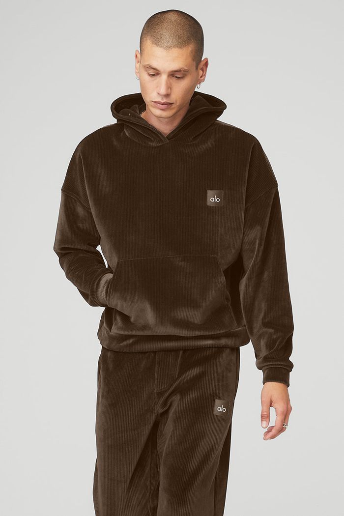 Alo Yoga Velour Baller Men's Hoodie Black | 21YDGCRZT