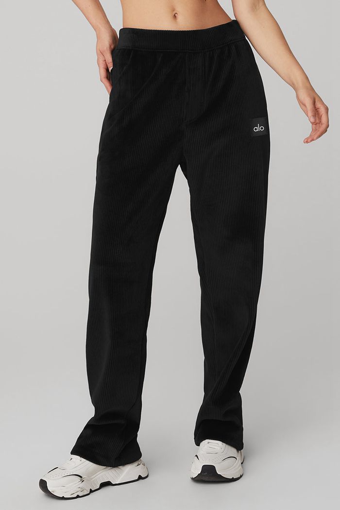 Alo Yoga Velour Baller Women's Pants Black | 48JGZYHEO