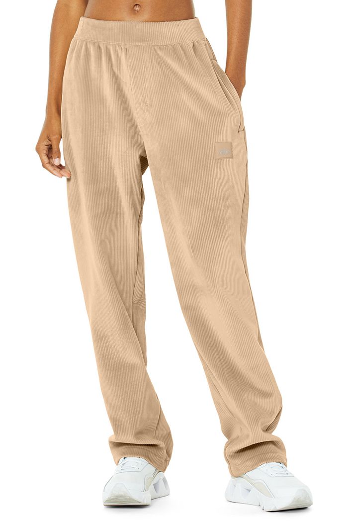 Alo Yoga Velour Baller Women's Pants Brown | 06HRODXPZ