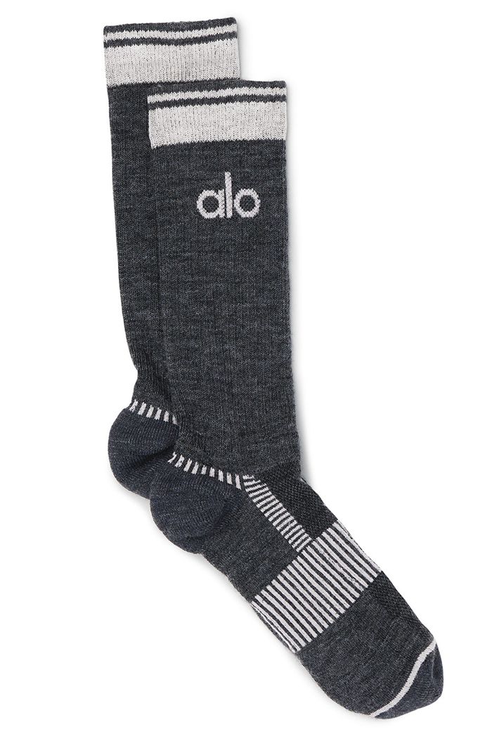 Alo Yoga Wool-Tech Crew Women's Socks Dark Grey | 23JTHBKIM