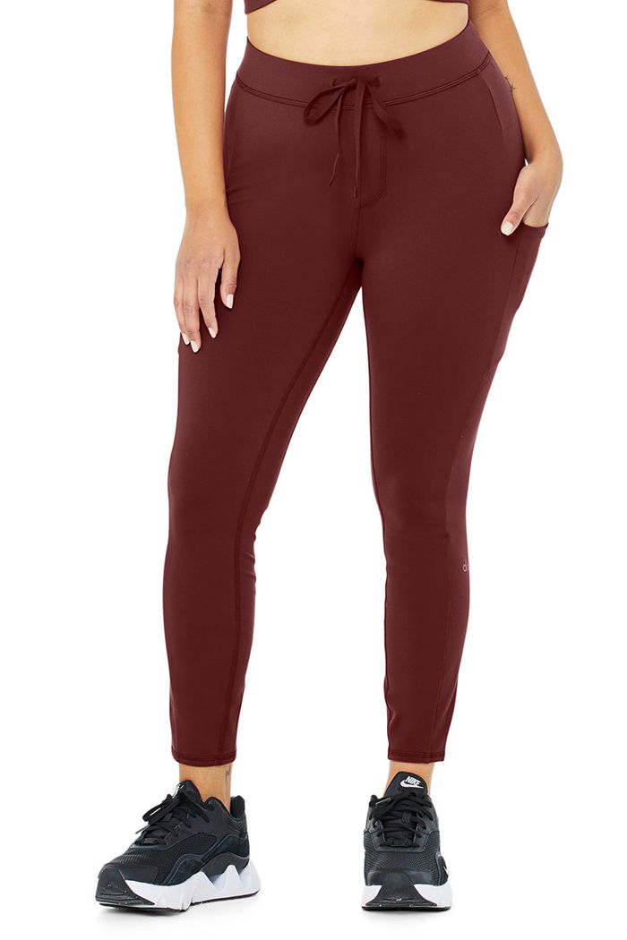 Alo Yoga 7/8 High-Waist Checkpoint Women's Leggings Red | 56WRKZGSX