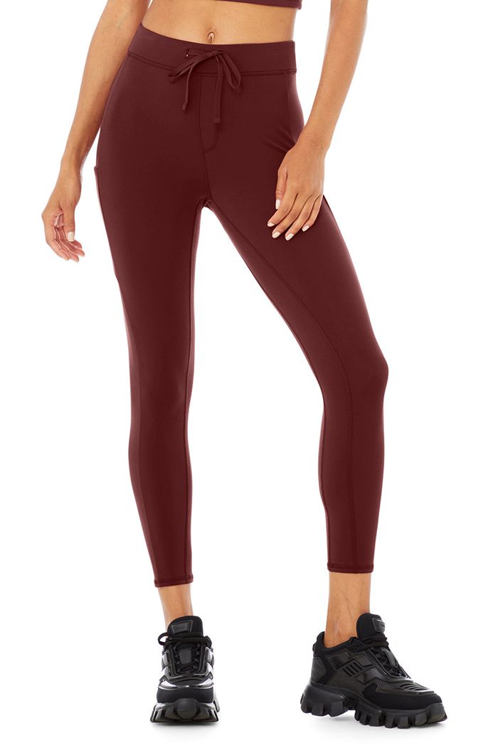 Alo Yoga 7/8 High-Waist Checkpoint Women\'s Leggings Red | 56WRKZGSX