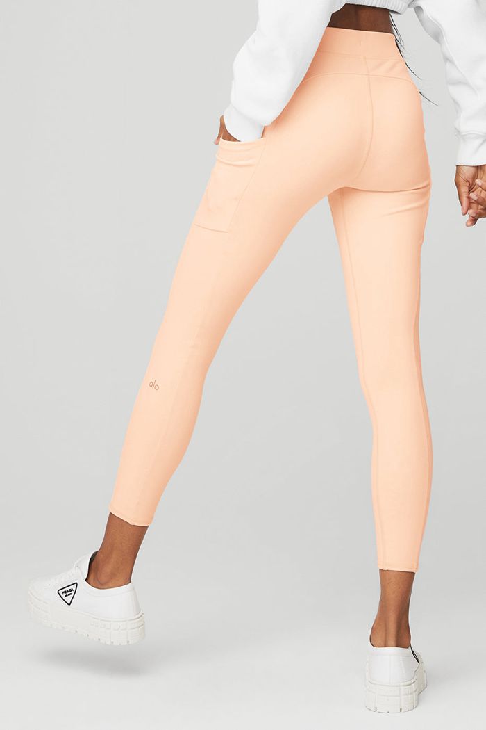 Alo Yoga 7/8 High-Waist Checkpoint Women's Leggings Beige | 78MHTXOCR