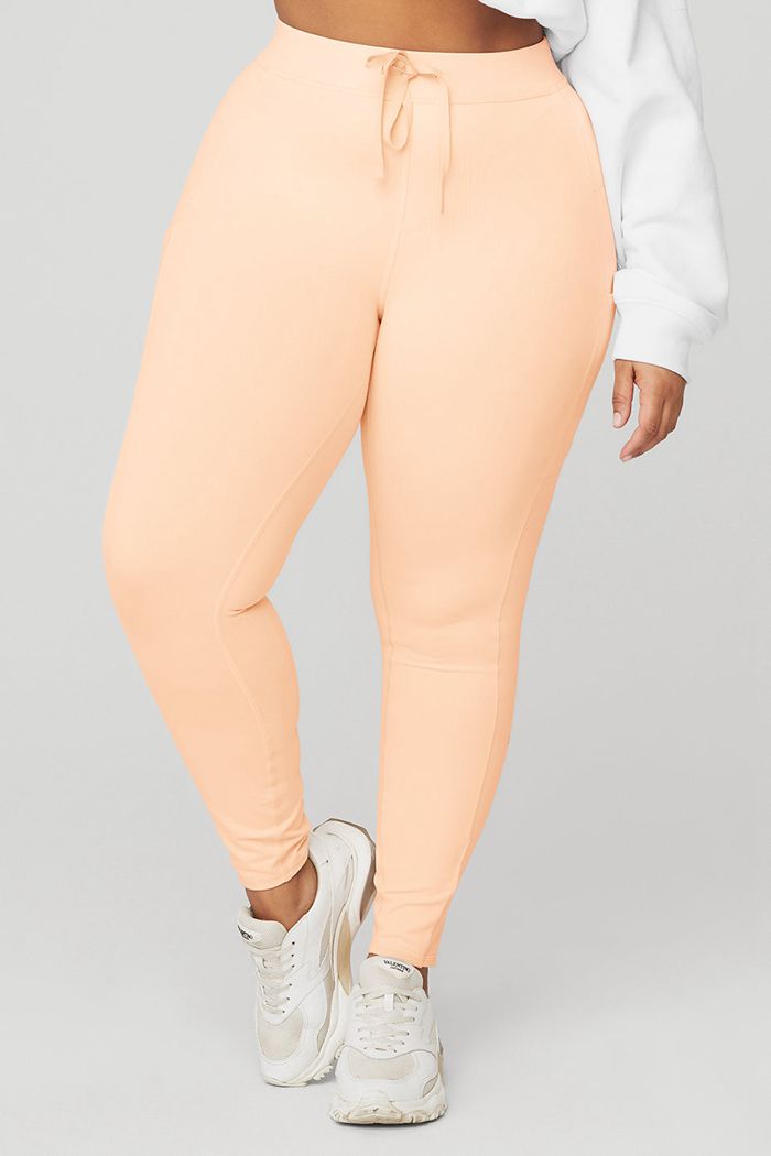 Alo Yoga 7/8 High-Waist Checkpoint Women's Leggings Beige | 78MHTXOCR