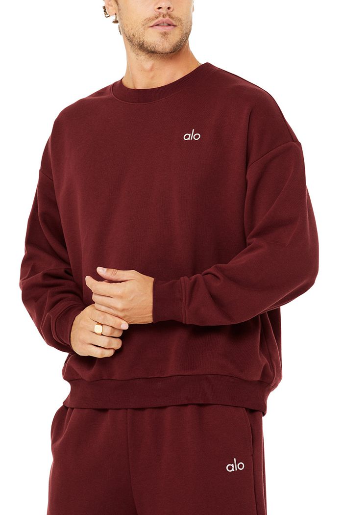 Alo Yoga Accolade Crew Neck Men's Pullover Red | 13VGSNUYX