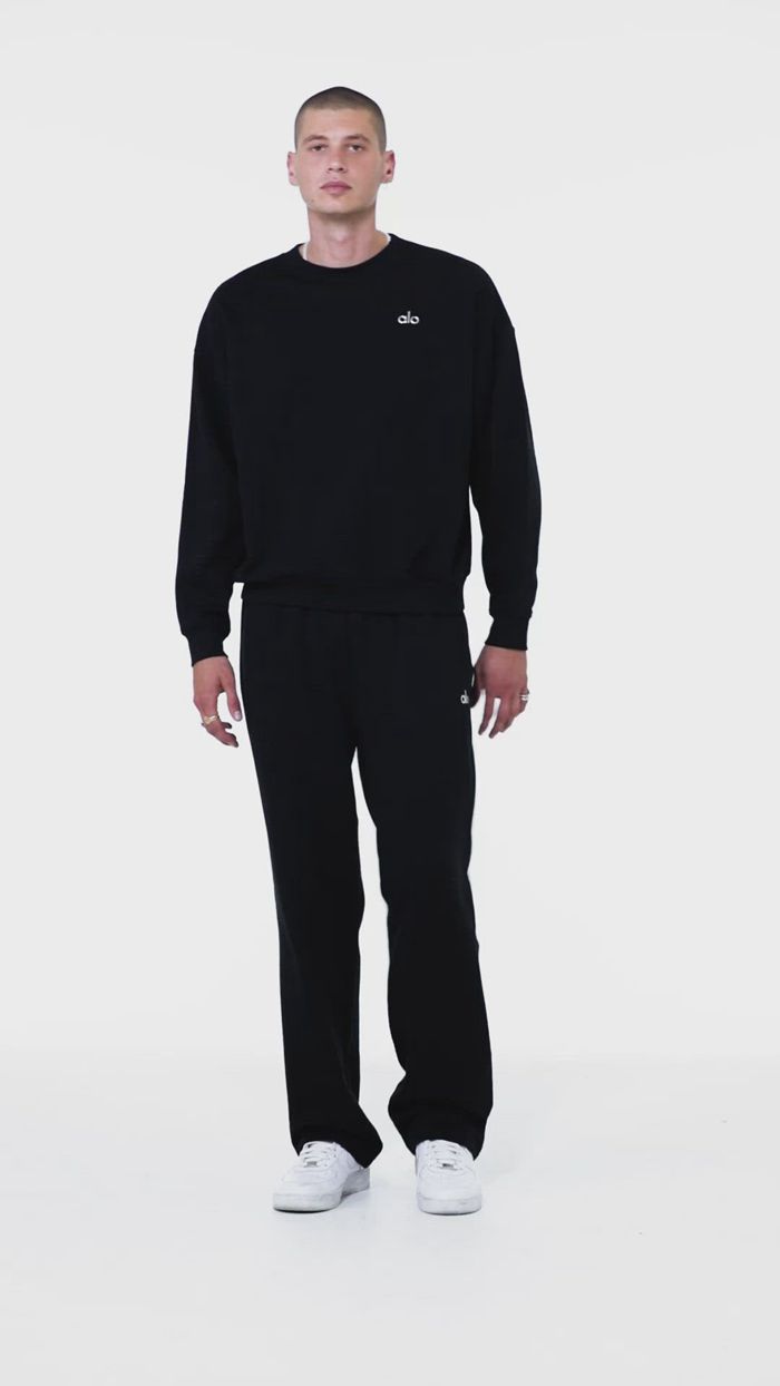 Alo Yoga Accolade Crew Neck Men's Pullover Black | 23GIHZCWU