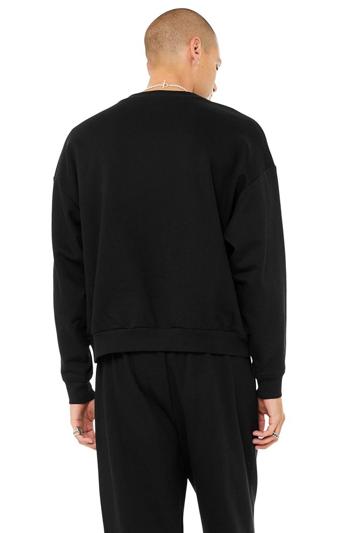 Alo Yoga Accolade Crew Neck Men's Pullover Black | 72MRTLHUF