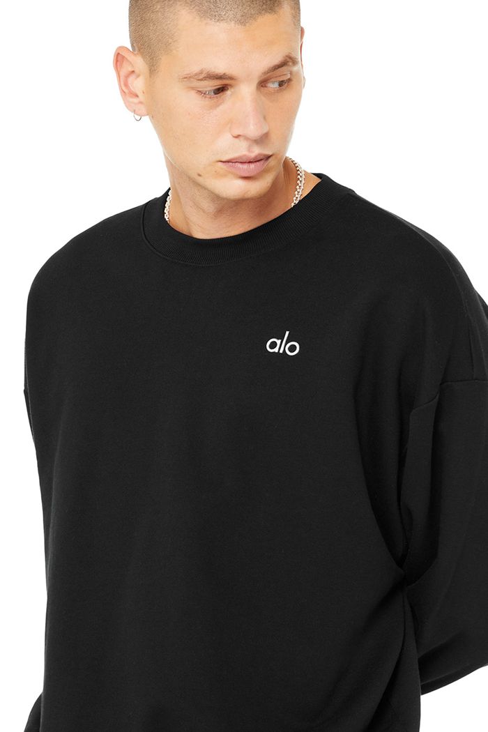 Alo Yoga Accolade Crew Neck Men's Pullover Black | 72MRTLHUF