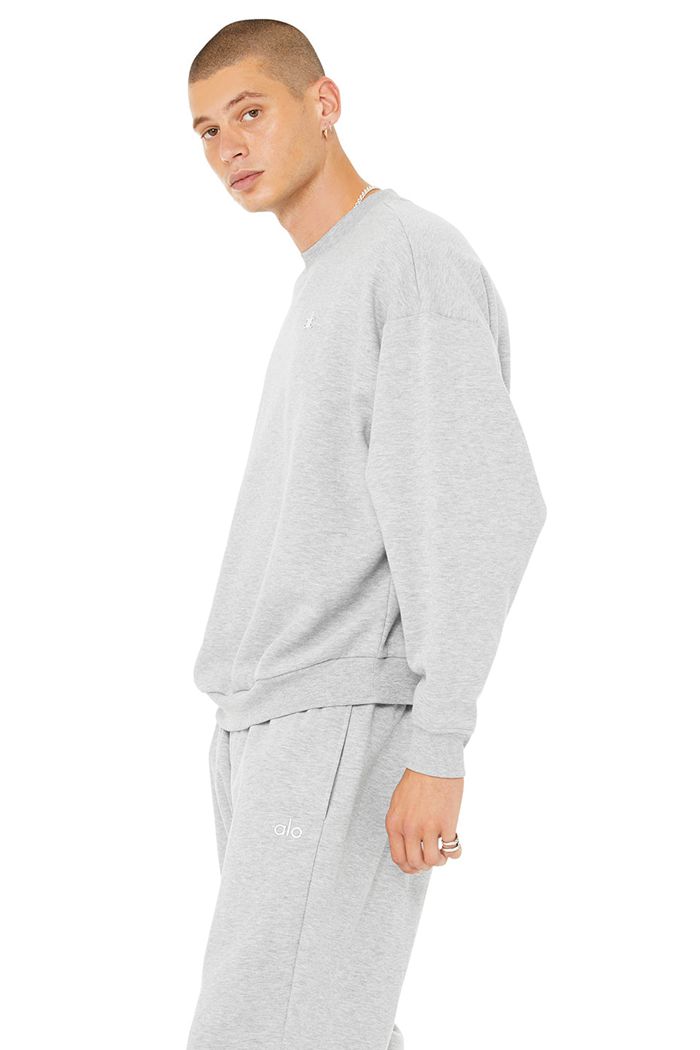 Alo Yoga Accolade Crew Neck Men's Pullover Grey | 92SZXQIWR