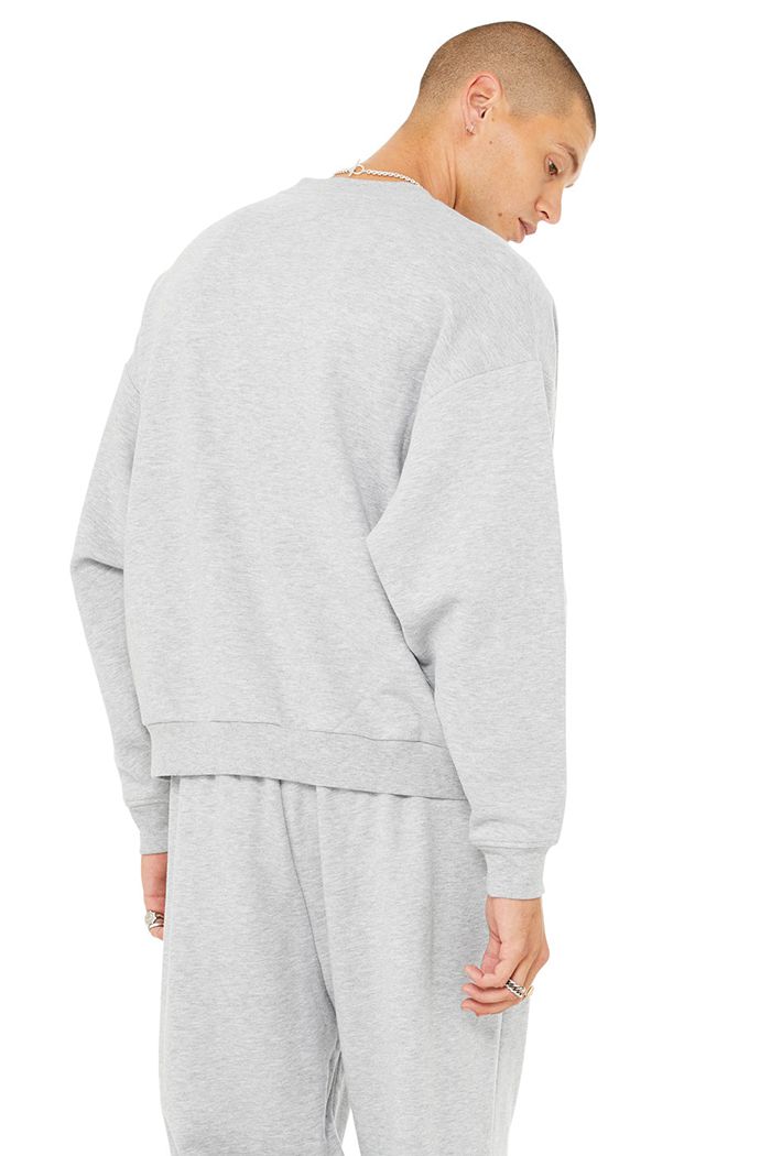 Alo Yoga Accolade Crew Neck Men's Pullover Grey | 92SZXQIWR