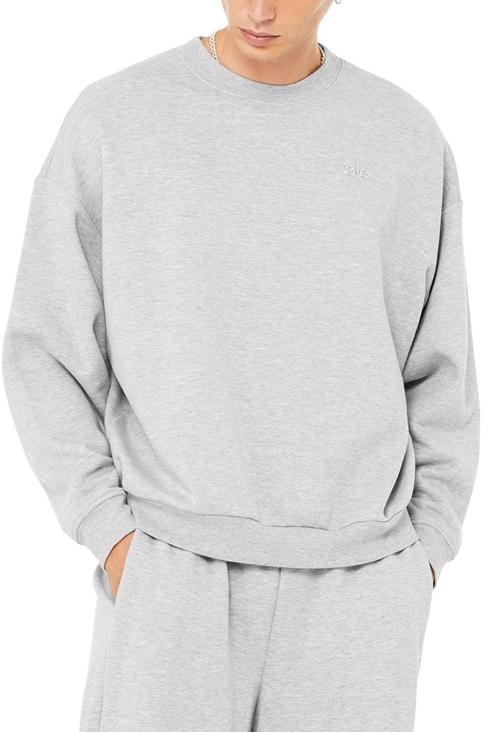 Alo Yoga Accolade Crew Neck Men's Pullover Grey | 92SZXQIWR