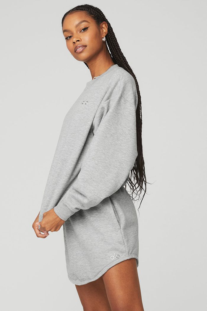 Alo Yoga Accolade Crew Neck Women's Pullover Grey | 08KQJIVNY