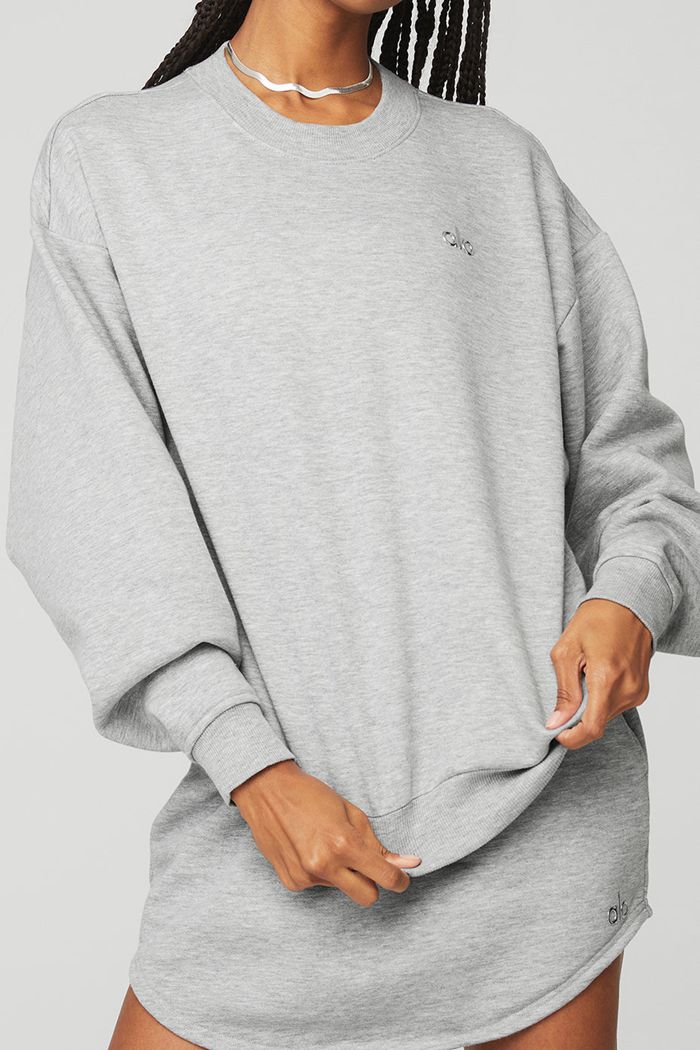 Alo Yoga Accolade Crew Neck Women's Pullover Grey | 08KQJIVNY