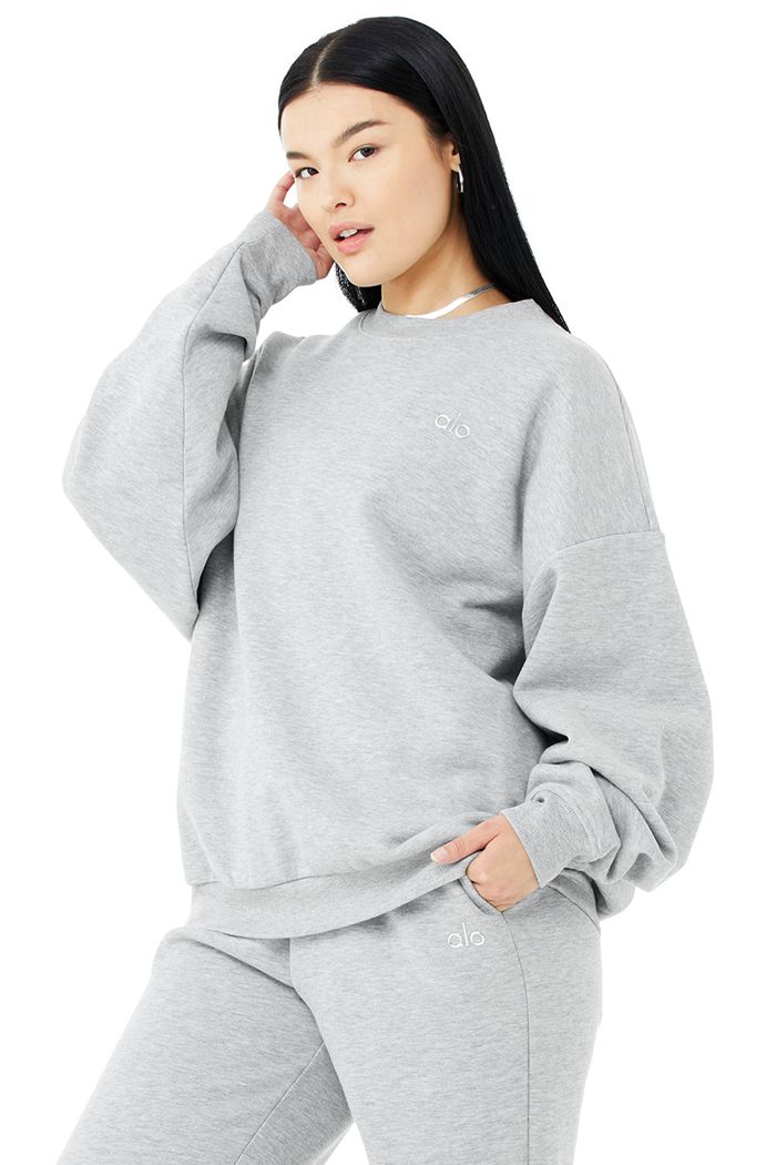 Alo Yoga Accolade Crew Neck Women's Pullover Grey | 08KQJIVNY