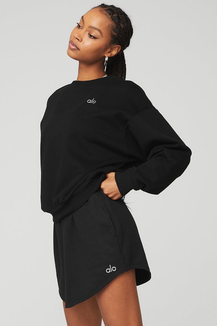 Alo Yoga Accolade Crew Neck Women's Pullover Black | 16IRZANKW