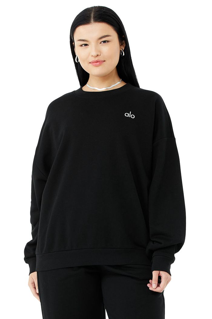 Alo Yoga Accolade Crew Neck Women's Pullover Black | 16IRZANKW