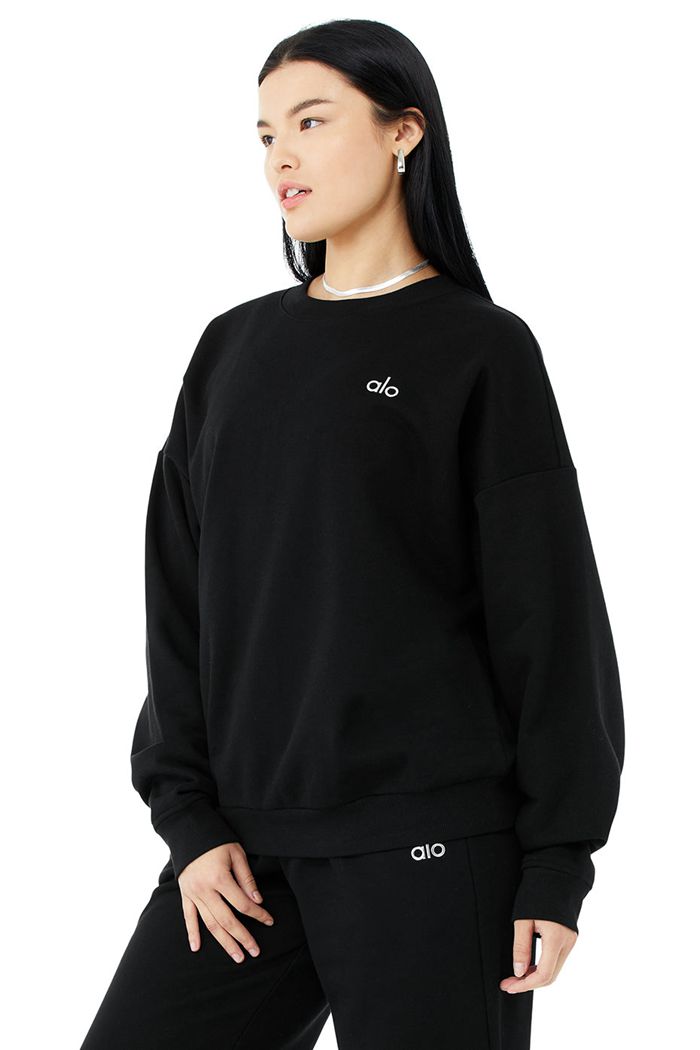 Alo Yoga Accolade Crew Neck Women's Pullover Black | 16IRZANKW