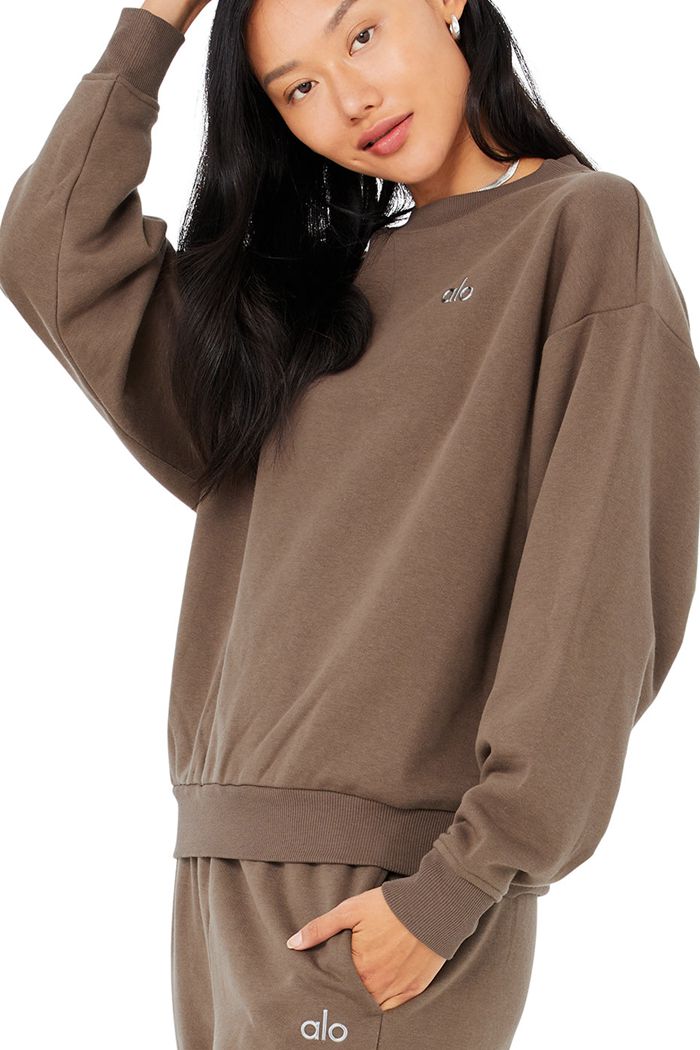 Alo Yoga Accolade Crew Neck Women's Pullover Brown | 30LZBVTNU