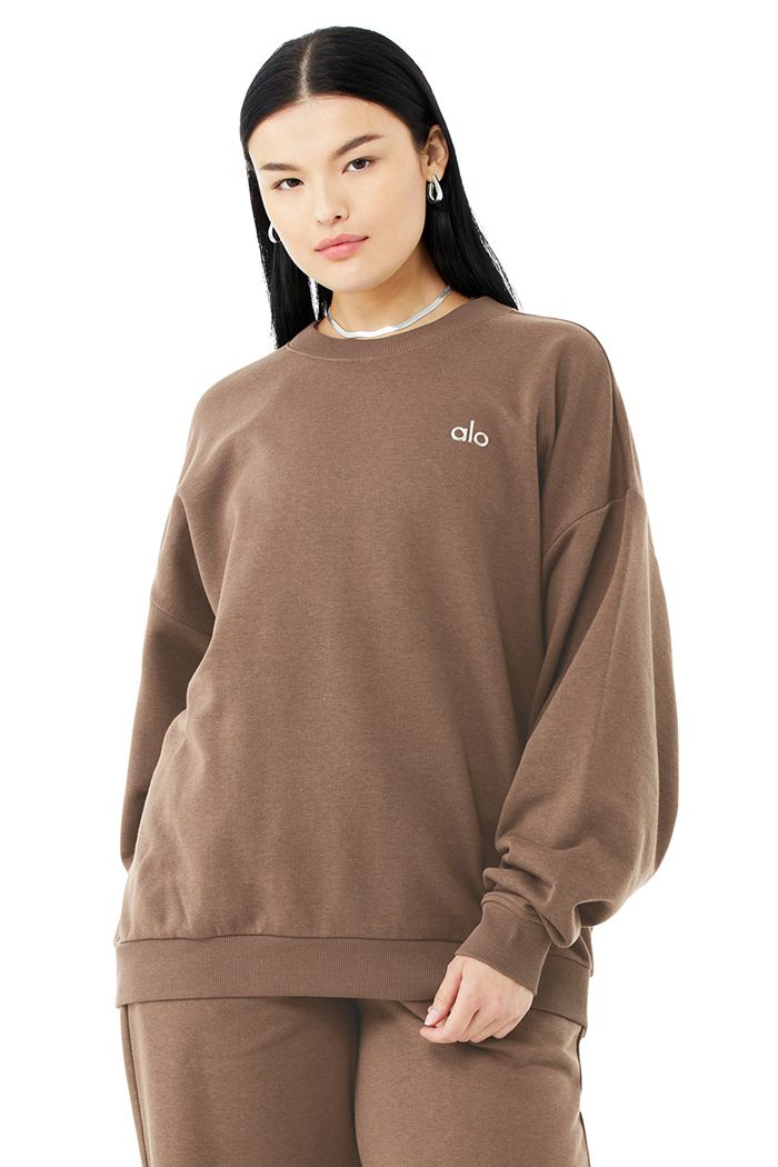 Alo Yoga Accolade Crew Neck Women's Pullover Brown | 30LZBVTNU