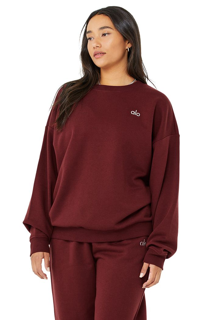 Alo Yoga Accolade Crew Neck Women's Pullover Red | 54WFYHLRM