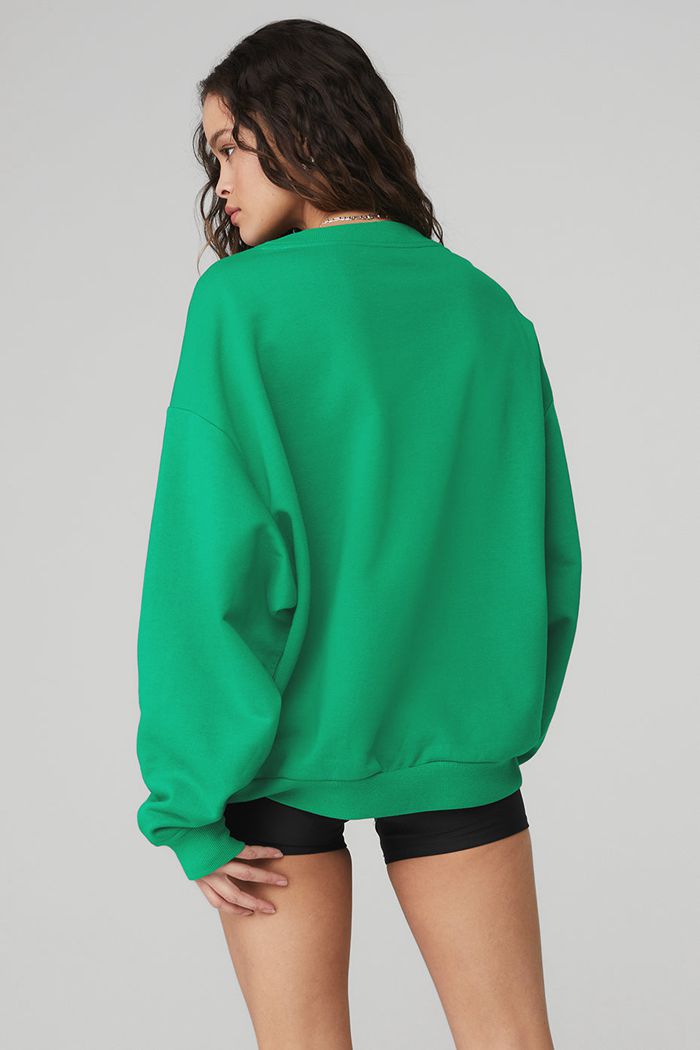 Alo Yoga Accolade Crew Neck Women's Pullover Green Turquoise | 68FHPYZJN