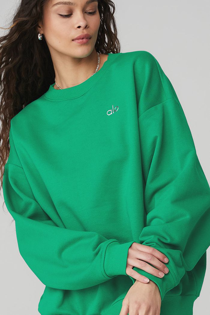 Alo Yoga Accolade Crew Neck Women's Pullover Green Turquoise | 68FHPYZJN