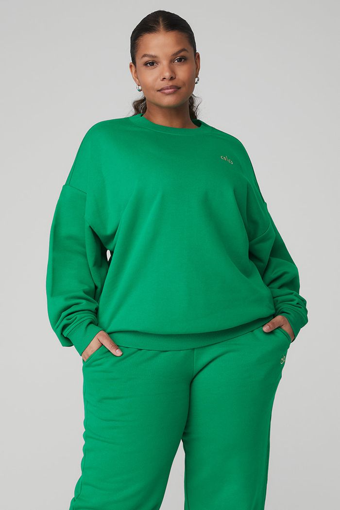 Alo Yoga Accolade Crew Neck Women's Pullover Green Turquoise | 68FHPYZJN