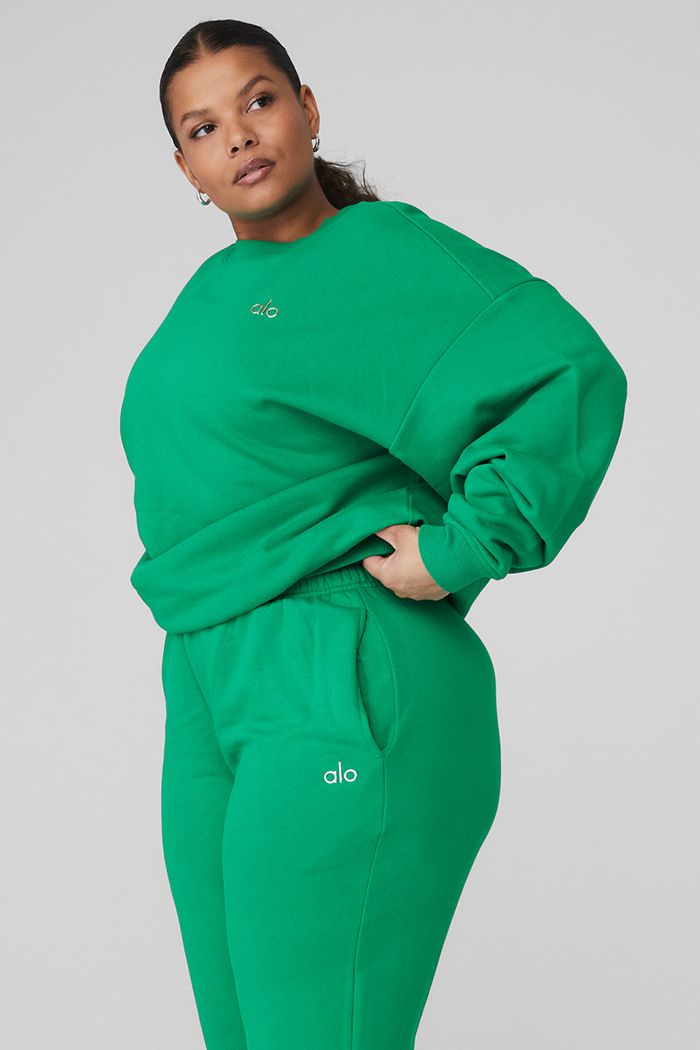 Alo Yoga Accolade Crew Neck Women's Pullover Green Turquoise | 68FHPYZJN