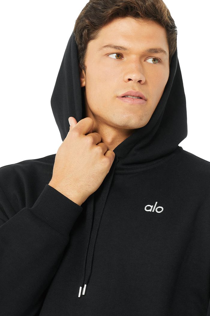 Alo Yoga Accolade Men's Hoodie Black | 93HCJFQUE