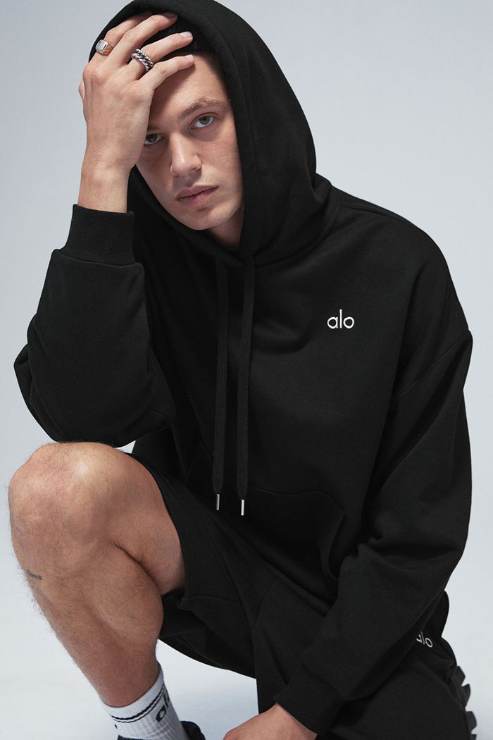 Alo Yoga Accolade Men's Hoodie Black | 93HCJFQUE