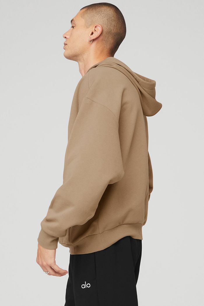 Alo Yoga Accolade Men's Hoodie Brown | 62PMKUGAI