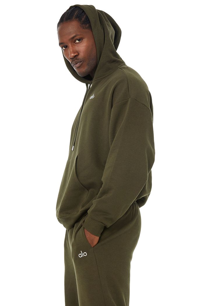 Alo Yoga Accolade Men's Hoodie Dark Olive | 98IBKGAQL