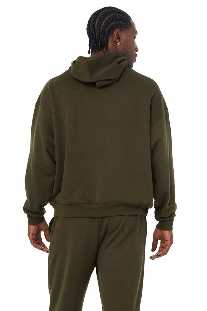 Alo Yoga Accolade Men's Hoodie Dark Olive | 98IBKGAQL