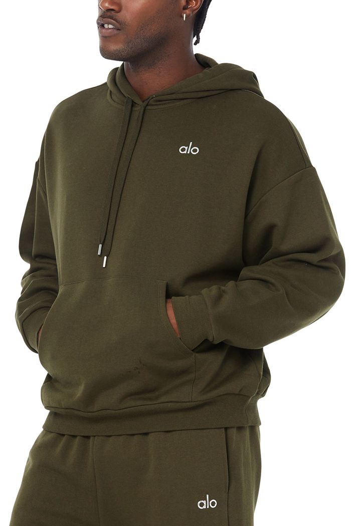 Alo Yoga Accolade Men's Hoodie Dark Olive | 98IBKGAQL