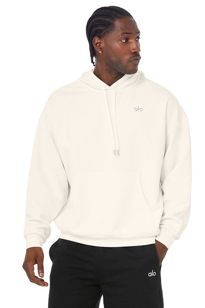 Alo Yoga Accolade Men\'s Hoodie White | 54OBGUFRW