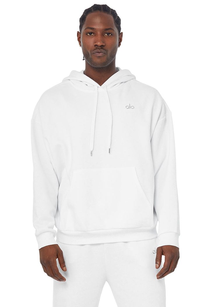 Alo Yoga Accolade Men\'s Hoodie White | 79KLZAHJX