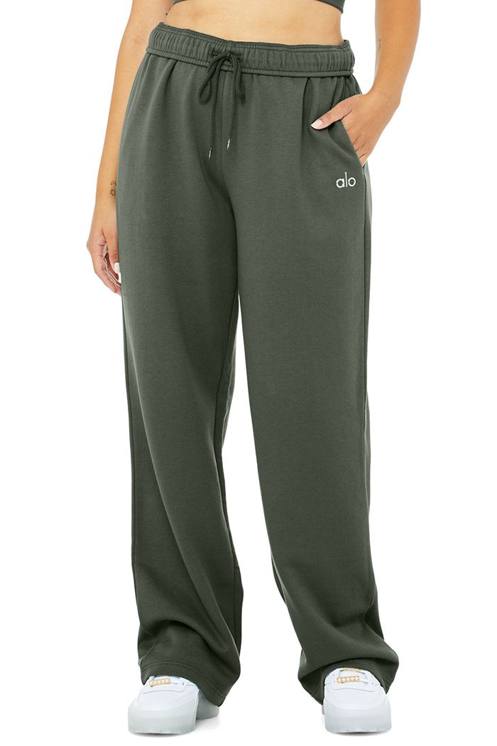 Alo Yoga Accolade Straight Leg Sweat Women's Pants Dark Green | 35CHEKIPO